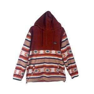 Free Nature Southwestern Aztec‎ Fleece Pullover Hoodie Mens Large NEW